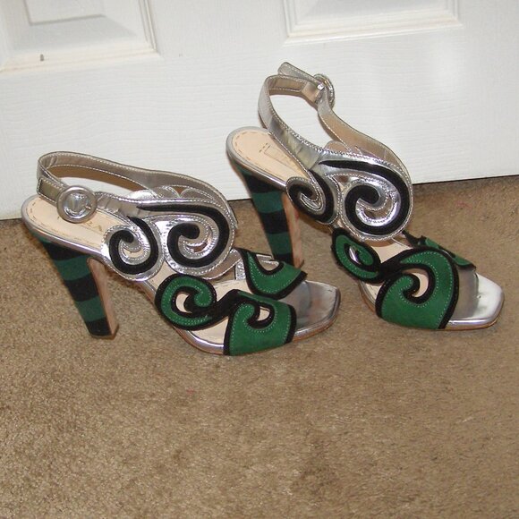 RARE size 40 PRADA Silver and Green shoes - Picture 3 of 13